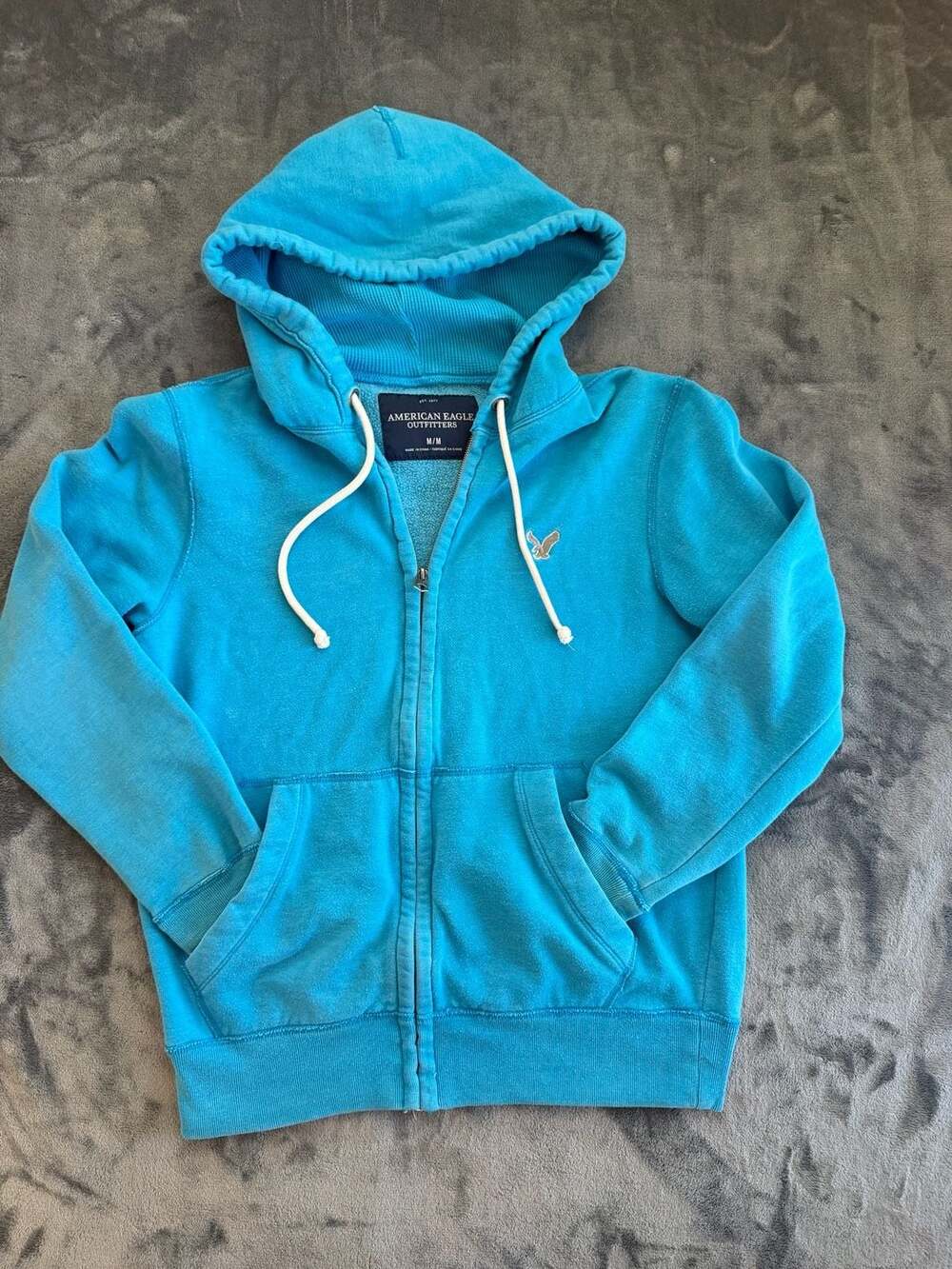 American Eagle Outfitters Teal Blue Full-Zip Hoodie Sweatshirt Medium M